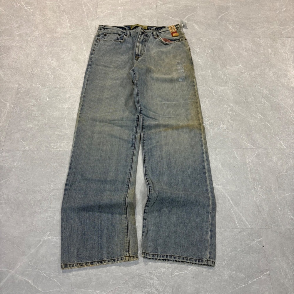 Old Navy OND Mens Straight Cut Jeans Blue Faded Sandblasted 33x34 316491-00-1